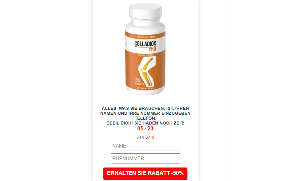 Colladiox Pro Kapseln zur Linderung von Gelenkschmerzen (Germany)